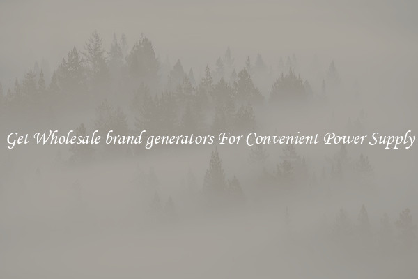 Get Wholesale brand generators For Convenient Power Supply