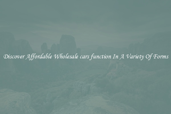 Discover Affordable Wholesale cars function In A Variety Of Forms