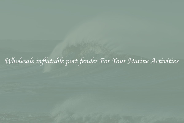 Wholesale inflatable port fender For Your Marine Activities 